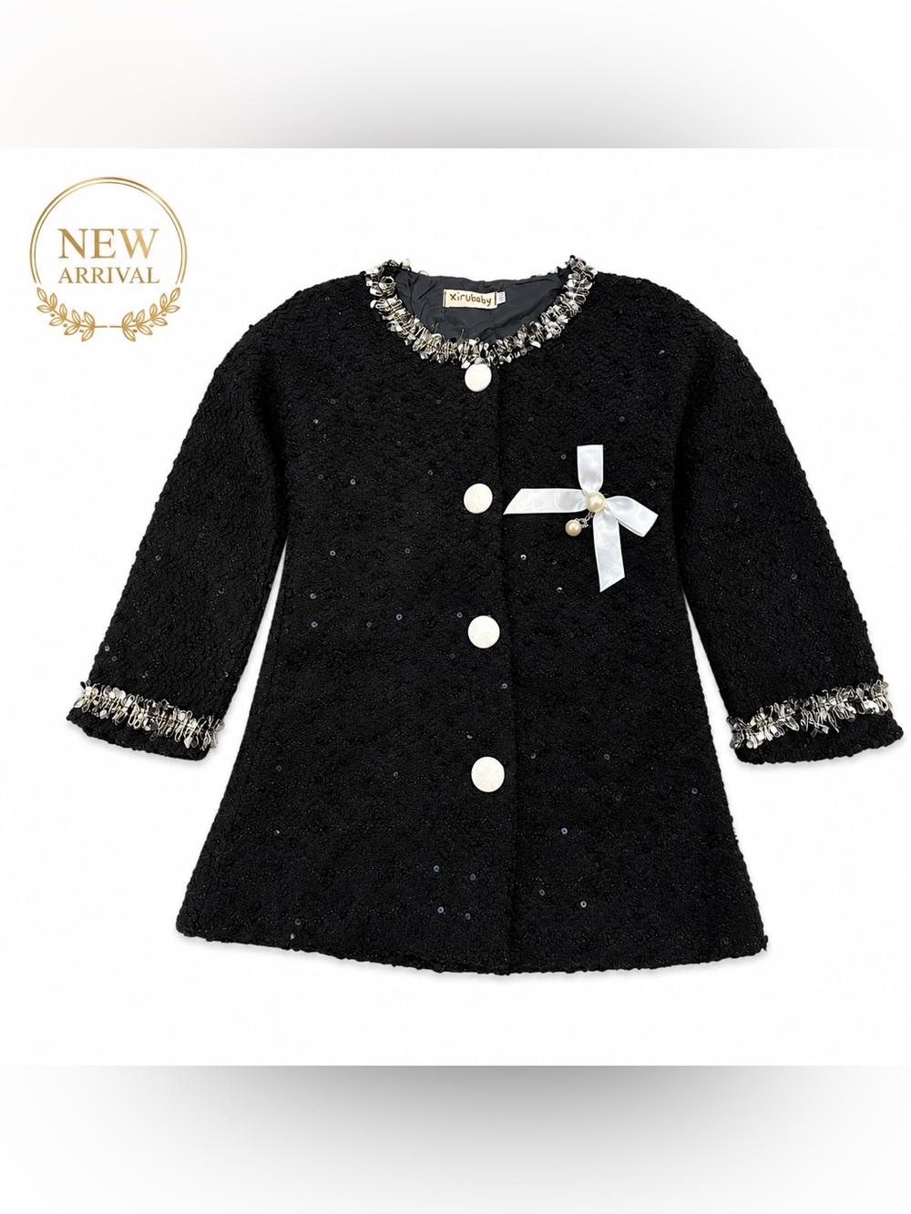 🖤✨ Xirubaby Girls Black Sequin Party Coat/Jacket ✨🖤